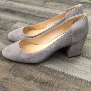 Grey block heels